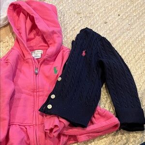 Ralph Lauren lot of 2 Girls 12-18 month cardigan and hoodie.
